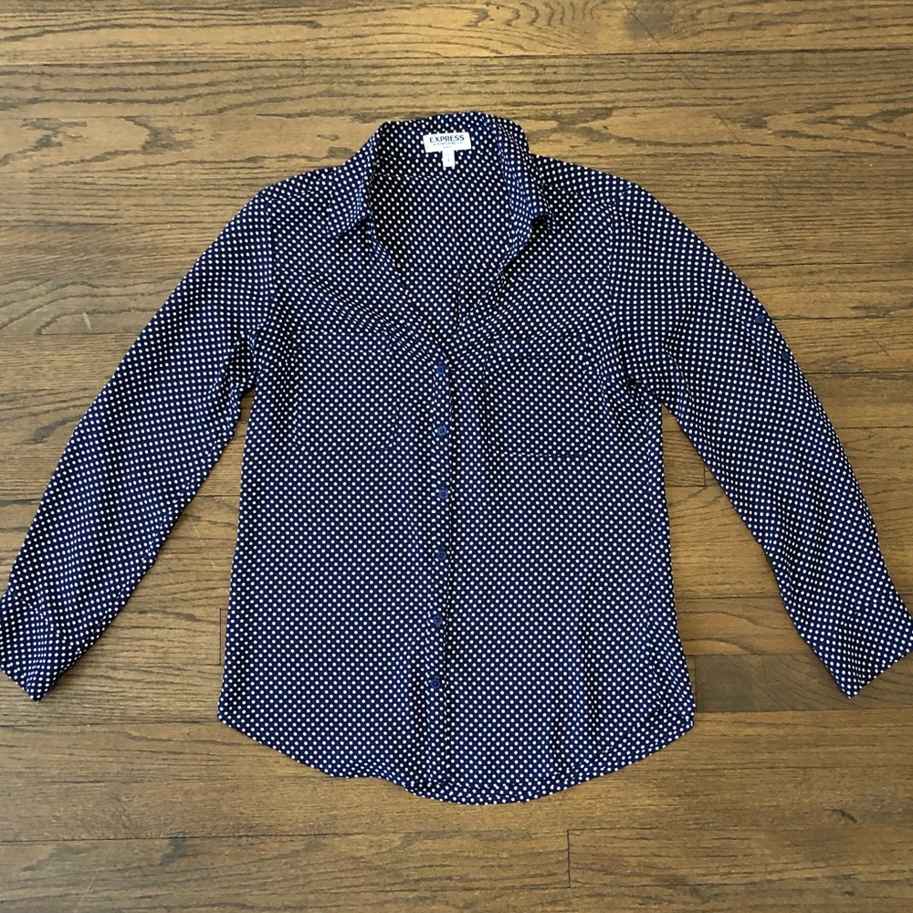 Express slim Portofino convertible sleeve blouse